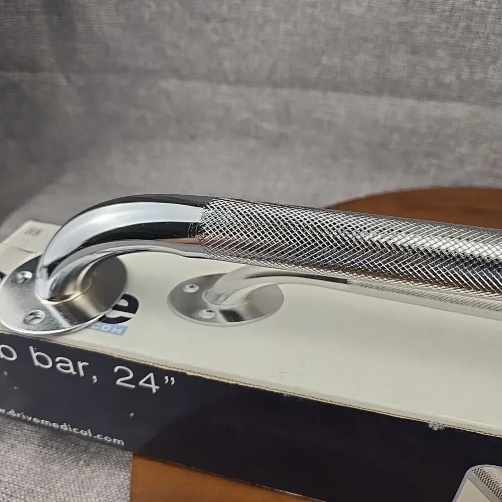 Drive Silver Chrome Knurled‎ Steel Wall Grab Bar 24